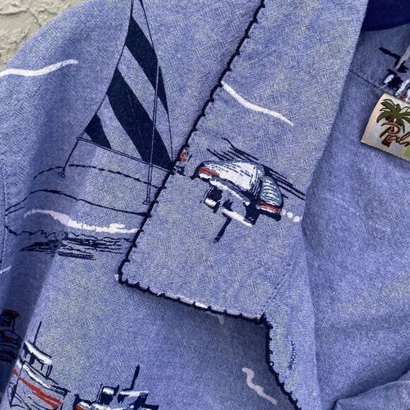 Palm Grove Boats & Lighthouses Sz 2X Button Up - Picture 6 of 15